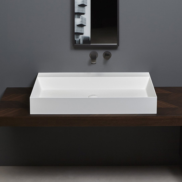 antonio lupi gestomood раковина 90х50х13 см, 1 отв., подвесная/накладная, с донным клапаном, flumood, цвет: белый