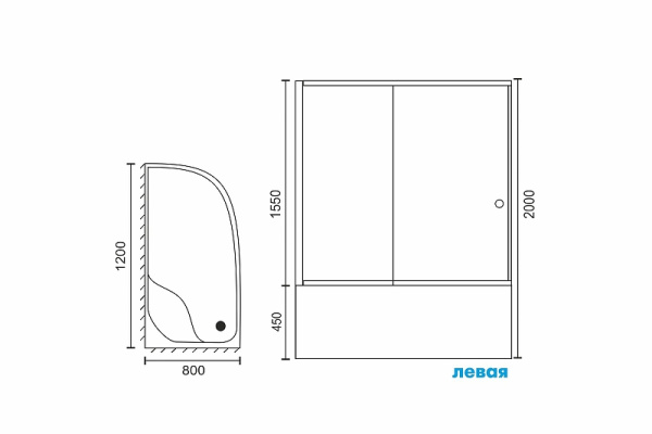 душевой уголок royal bath вк 120×80 rb8120bk-t-bl-l профиль черный, стекло прозрачное