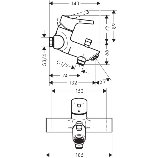 смеситель для ванны hansgrohe talis s 72401000