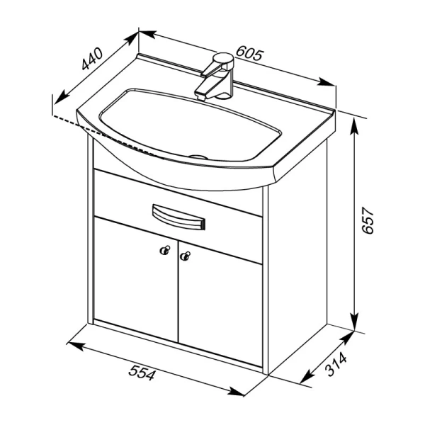 раковина подвесная aquanet/kirovit элеганс 60 00182641 раковина подвесная aquanet/kirovit элеганс 60 00182641