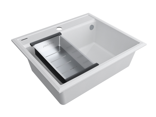 мойка stepia 60, it-granit + коландер advance брашированная нерж. сталь, pm115951-wh+a375-bs