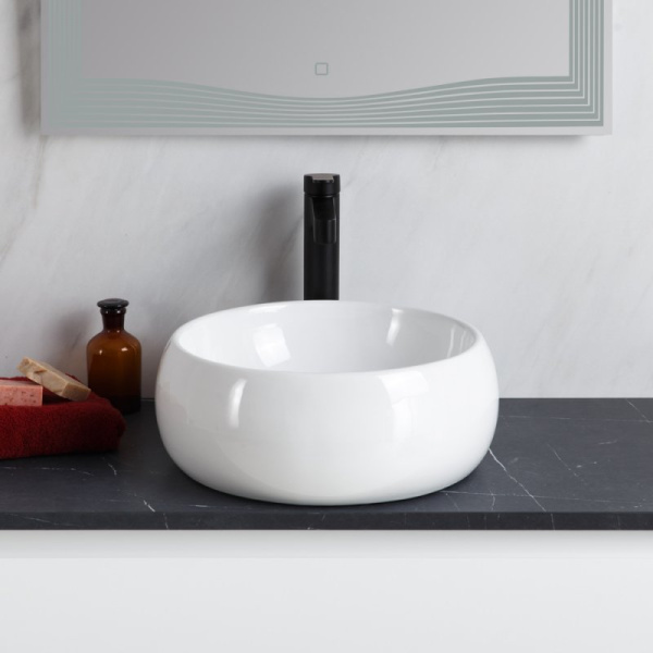 раковина belbagno bb1065 накладная, без перелива, ø40 см, белая