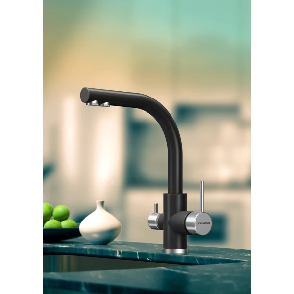 смеситель для кухни paulmark essen es213011-401, антрацит/ хром