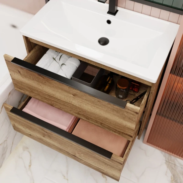 тумба под раковину la fenice tesoro fnc-01-tes-dkk-100-2 98,8 см, подвесная, дуб канзас