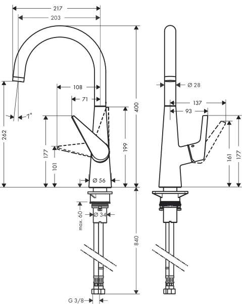 смеситель для кухни hansgrohe talis m51 72816000
