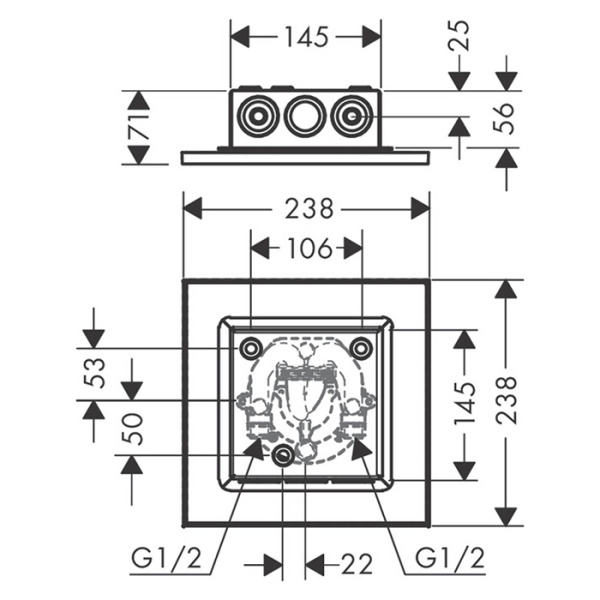 верхний душ 238x238 мм axor showersolutions 35309000