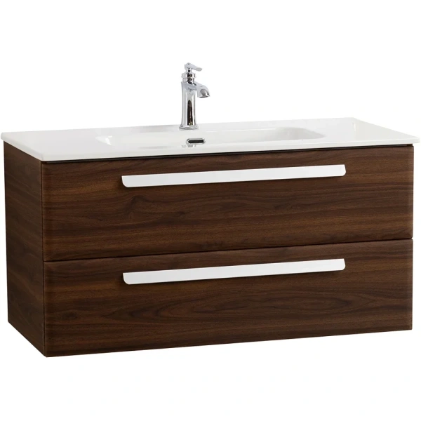 тумба под раковину cezares eco-cer-n 100 eco-cer-n-1000-2c-so-ncs-p подвесная орех шоколад софт без ручек