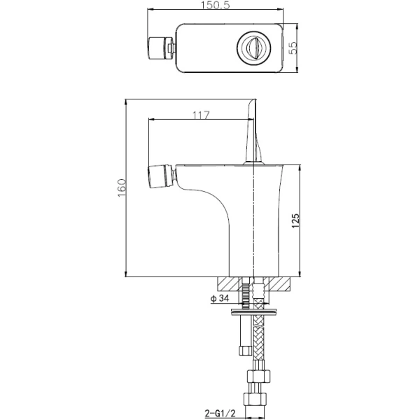 смеситель wonzon & woghand shark ww-48b5001-cr для биде, без донного клапана, хром