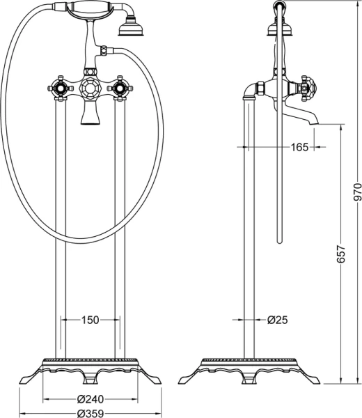 напольный смеситель для ванны с душем timo nelson 1900/03y-cr черный