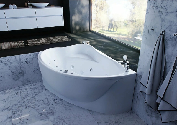 акриловая ванна aquatek альтаир 158x119 l alt160-0000067 без гидромассажа с фронтальной панелью с каркасом (вклеенный) со слив-переливом