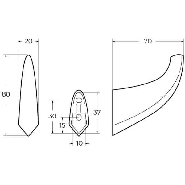 Крючок Cezares Liner LINER-HK-01 для ванны, хром