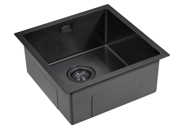 кухонная мойка paulmark aller 44 uni pm904444-gm, цвет вороненая сталь