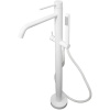 Смеситель Paffoni Light LIG032BO для ванны, напольный, с душевым гарнитуром, излив 28.4 см, h92 см, белый матовый