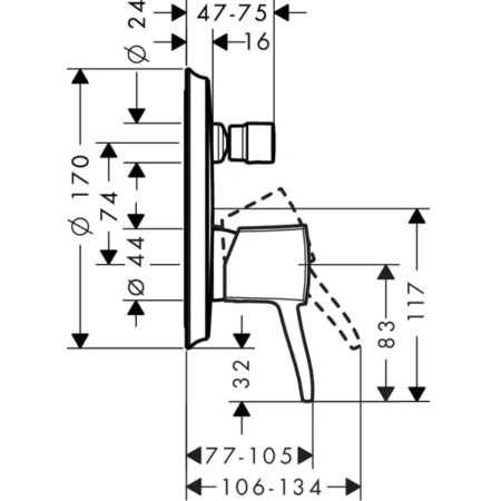 смеситель для ванны hansgrohe metropol classic 31345090