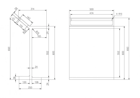 столик abber stein as1637mb с полотенцедержателем черный матовый