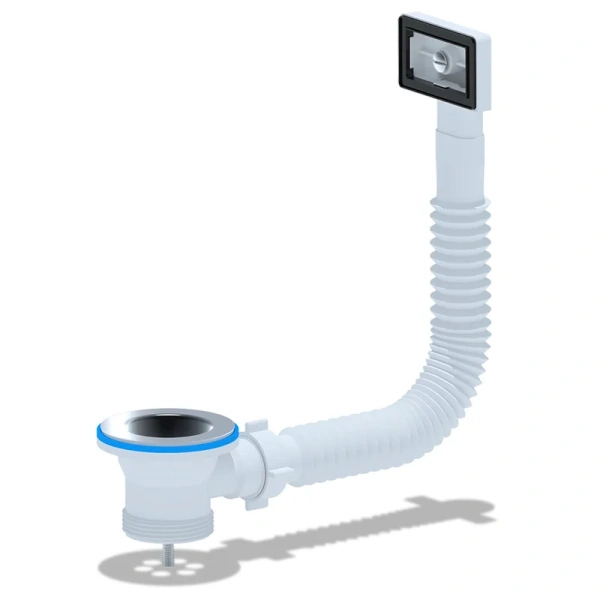 Перелив для мойки Ани Пласт Гибкий 1 1/2" с прямоугольным вертикальным корпусом (N105S)