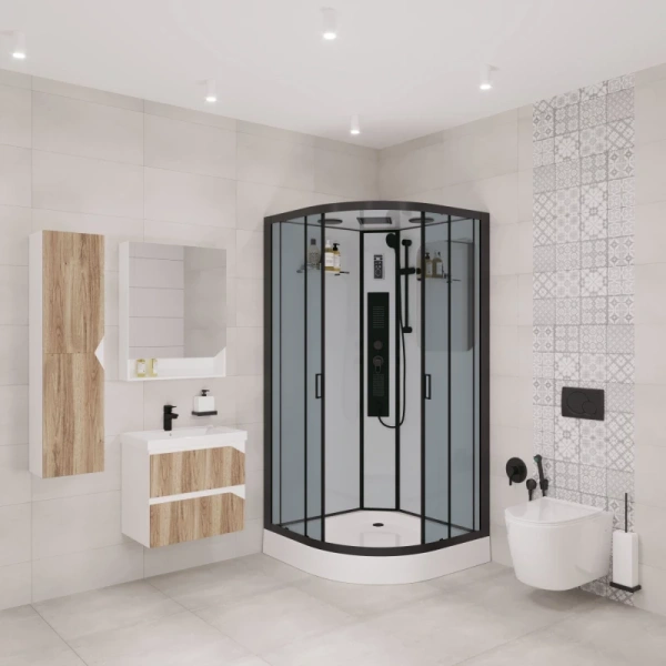 душевая кабина niagara premium 90x90 ng-6901-01g black с гидромассажем