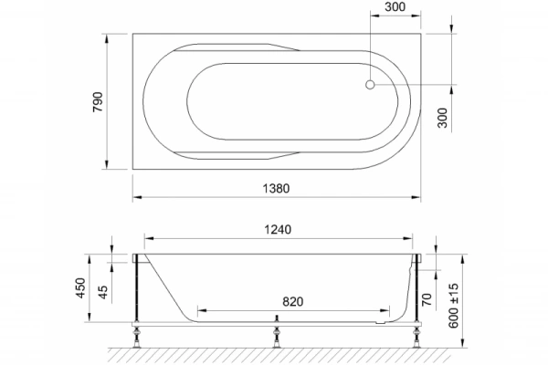 акриловая ванна royal bath azur de luxe 140x80 rb614200dl-l с гидромассажем