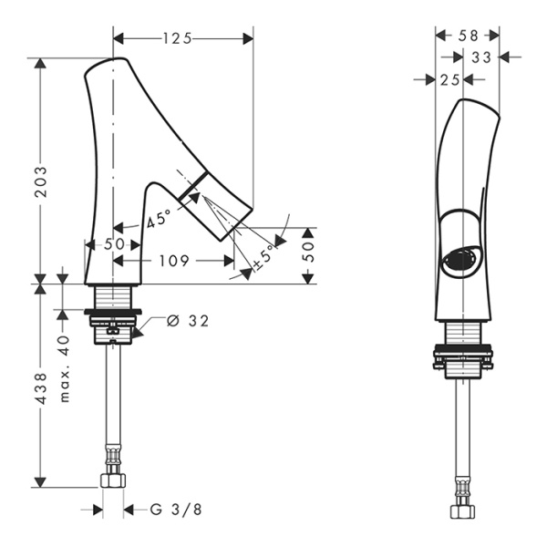 кран для холодной воды axor starck organic 12110000
