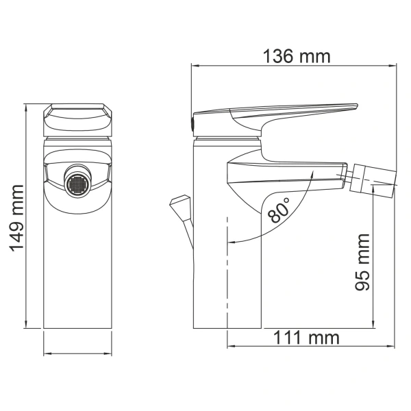 смеситель wasserkraft lopau 3200 3206 для биде, с донным клапаном, хром