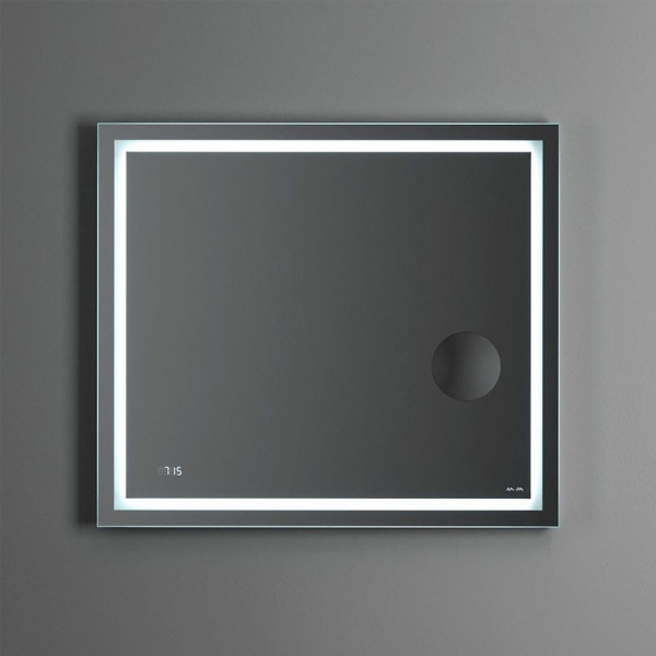 зеркало am.pm gem 80 с led-подсветкой, часами и косметическим зеркалом