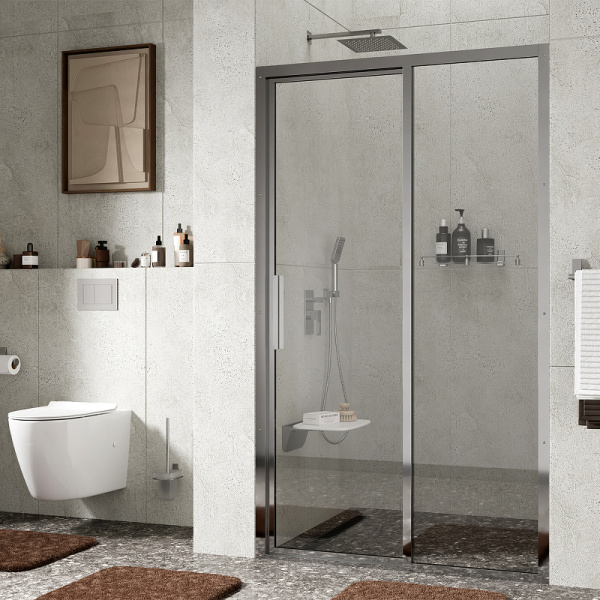 душевая дверь wasserkraft lopau 120 32s05r профиль хром, стекло прозрачное