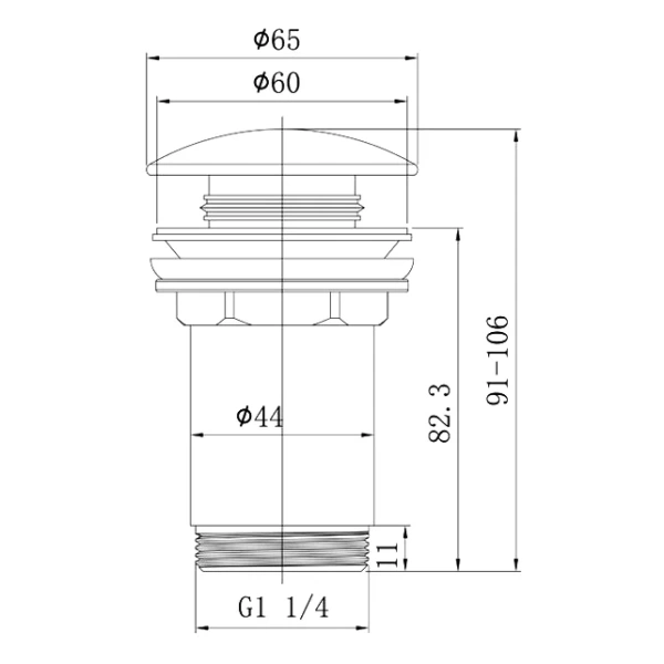 донный клапан caprigo parts 99-534-crm для раковины, с переливом, глянцевый хром