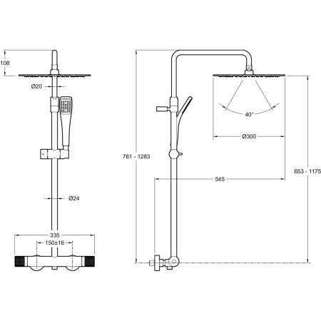 душевая система jacob delafon rivoli e26587-cp с термостатом, цвет хром глянцевый 291680