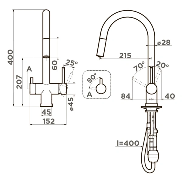 смеситель для кухни omoikiri akita-s-c 4994330 цвет хром