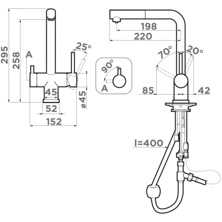 смеситель для кухни с подключением к фильтру omoikiri takamatsu-s 4994570 , черный