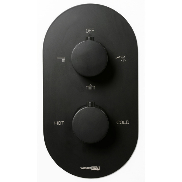 смеситель для душа, wasserkraft elbе 7444 с термостатом, черный матовый