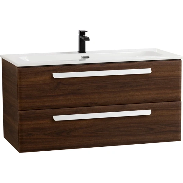 тумба под раковину cezares eco-cer-n 100 eco-cer-n-1000-2c-so-ncs-p подвесная орех шоколад софт без ручек