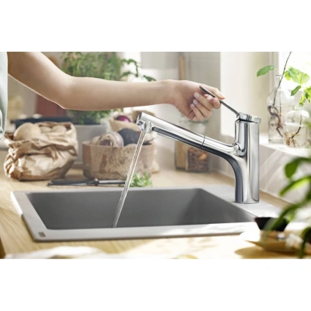 смеситель для кухни hansgrohe zesis m33 sbox lite 74803000, хром