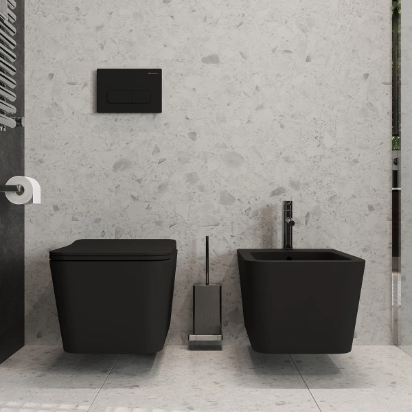 биде aqueduto macio mac0340 подвесное, 52.5х37 см, черный матовый