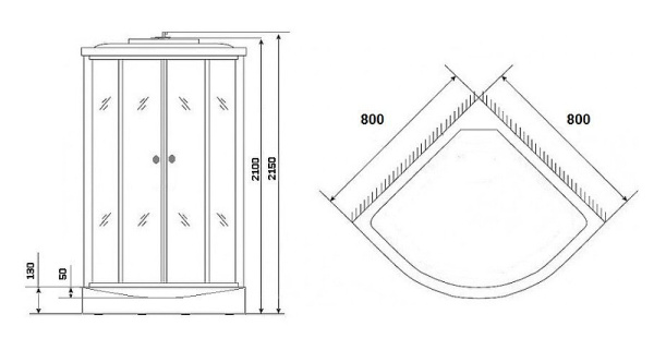 душевая кабина niagara ng-4503-14 (80х80х210) низкий поддон(13см) стекло мозаика