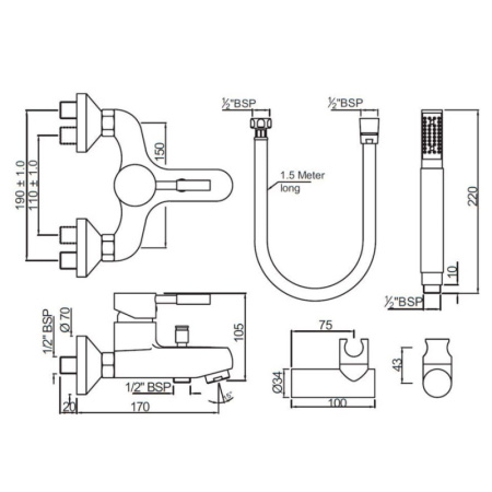 смеситель для ванны jaquar solo sol-chr-6119shk