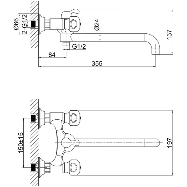 смеситель для ванны с душем d&k kassel hessen da1423301 универсальный