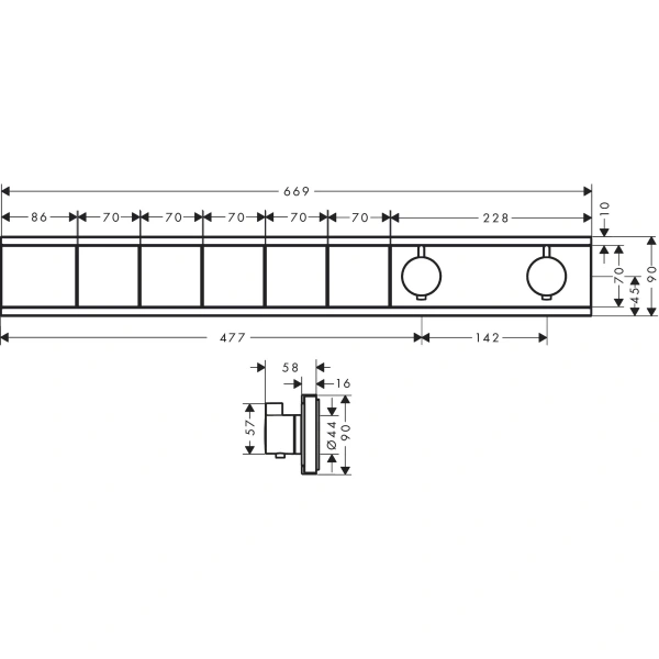 термостат для 5 потребителей hansgrohe rainselect 15384990