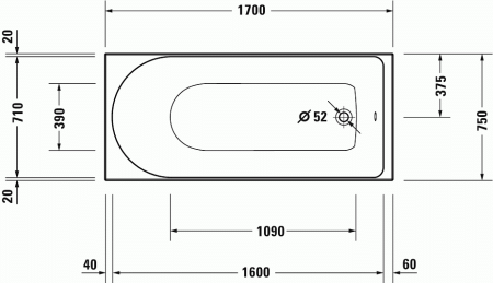 ванна акриловая duravit d-neo 700479000000000 белая