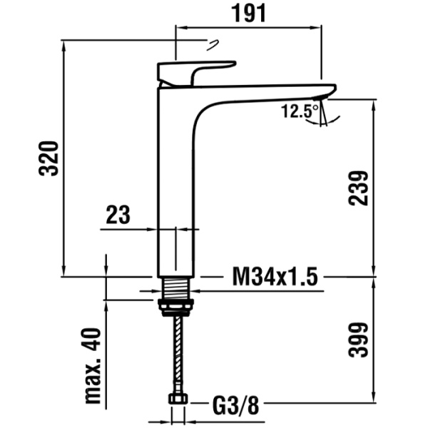 смеситель для раковины laufen cityplus 3.1175.8.004.130.1 , высокий, 1 отв., с донным клапаном, цвет: хром