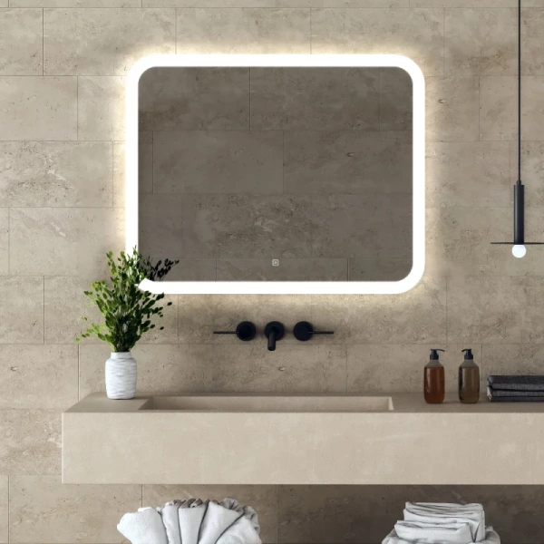 зеркало abber see ag6109sl-1.0 100x80 см, с led-подсветкой, сенсорным выключателем, диммером