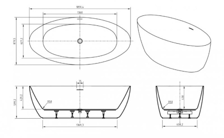 ванна акриловая отдельностоящая belbagno bb707-1860-880