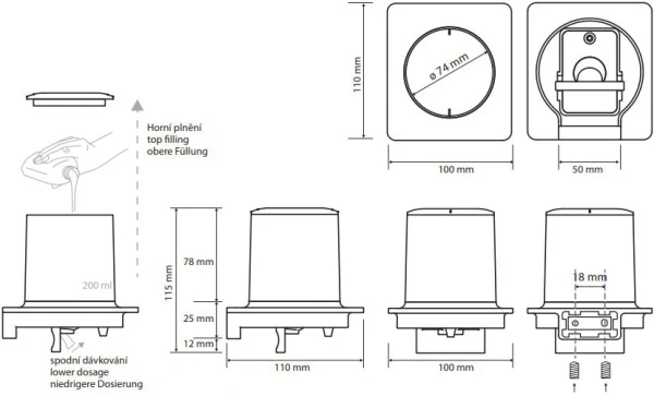 Дозатор для мыла Bemeta Organic Black 167109260 матовый черный, белый