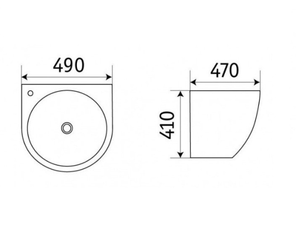 раковина подвесная 49 см ceramalux 500fbw бело-черная