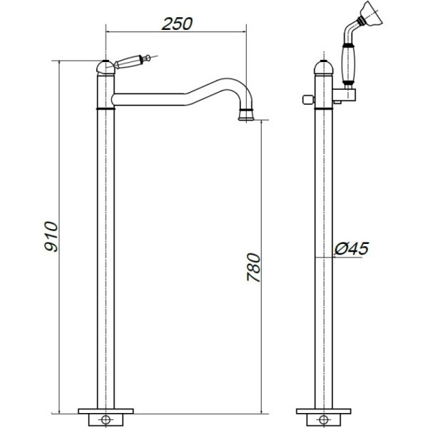 смеситель для ванны migliore oxford 19560 напольный хром