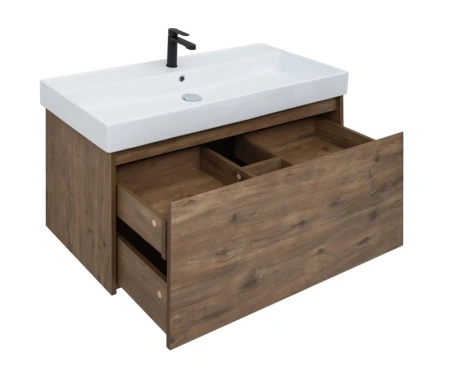 тумба под раковину aquanet nova lite 100 дуб рустикальный (1 ящик), 00249520