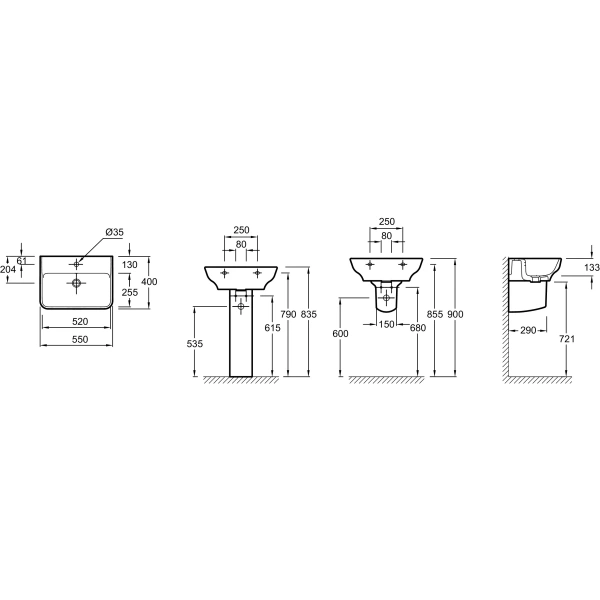 раковина 55x40 см jacob delafon struktura ege111-00