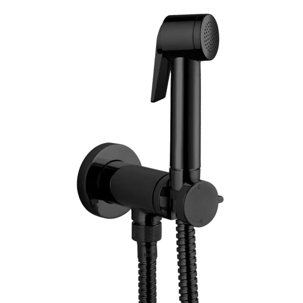гигиенический душ со смесителем bossini paloma flat e37015b.073 черный матовый