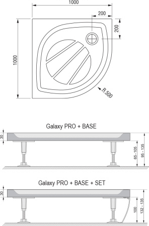 душевой поддон из искусственного камня ravak elipso pro 100×100 xa23aa01010 белый
