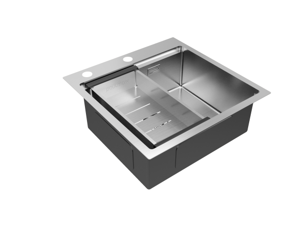 мойка кухонная paulmark kroner pm705151-bs+a405-bs 51 см, нержавеющая сталь, с коландер advance, брашированная нержавеющая сталь
